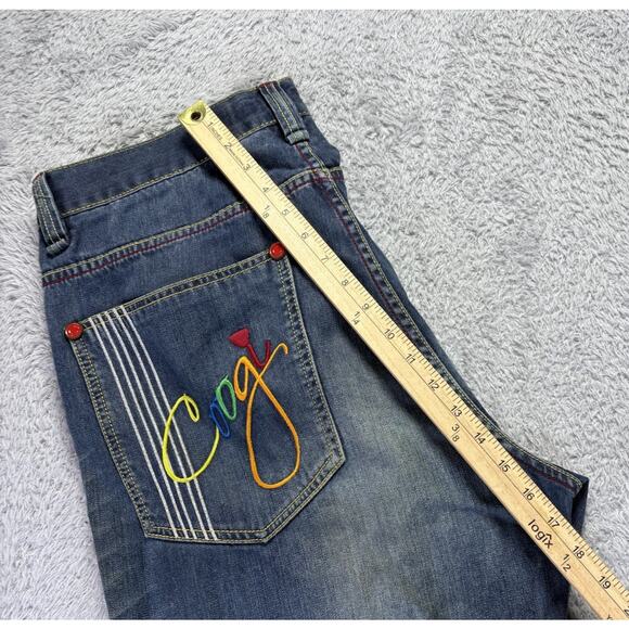 Coogi Mens Jeans 40x34 (33.5) Baggy Guitar Hands Embroidered Hip Hop Spellout‎ - Picture 9 of 16